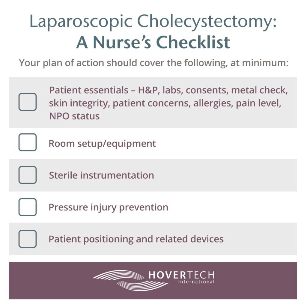 laparoscopic cholecystectomy nurse's checklist by hovertech safe patient handling guide