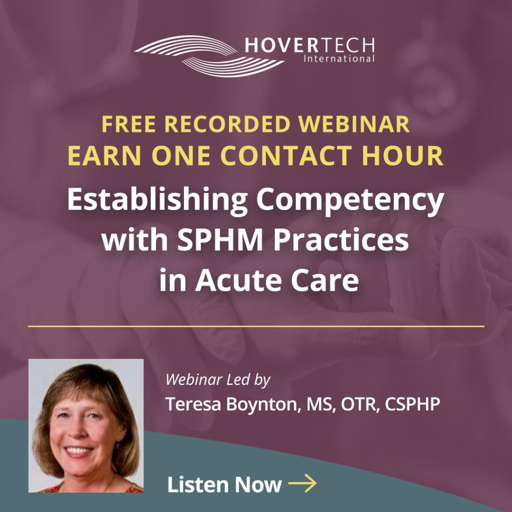 free recorded webinar, teresa boynton, establishing competency with SPHM practices, acute care, maroon, teal